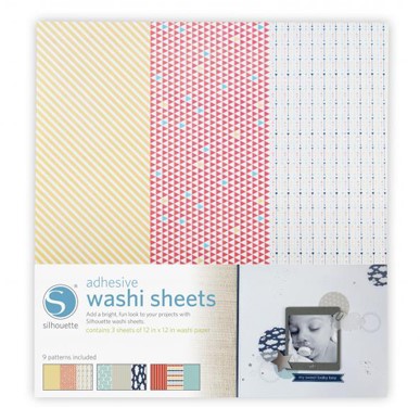 [S-MEDIA-WASHI-ADH] Silhouette Adhesive Washi Paper 3 sheets\9 patterns  12 x 12inches